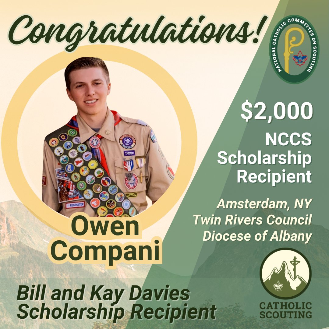 CathScoutBSA's tweet image. #CatholicScouting A Catholic Scout from St. Stephen’s Catholic Church in the Diocese of Albany who's a member of Scouts BSA Troop 5048, Venturing Crew 2100 and Sea Scout Ship 1415 in the Twin Rivers Council wins $2,000 college scholarship.  View: bit.ly/4cukz0y