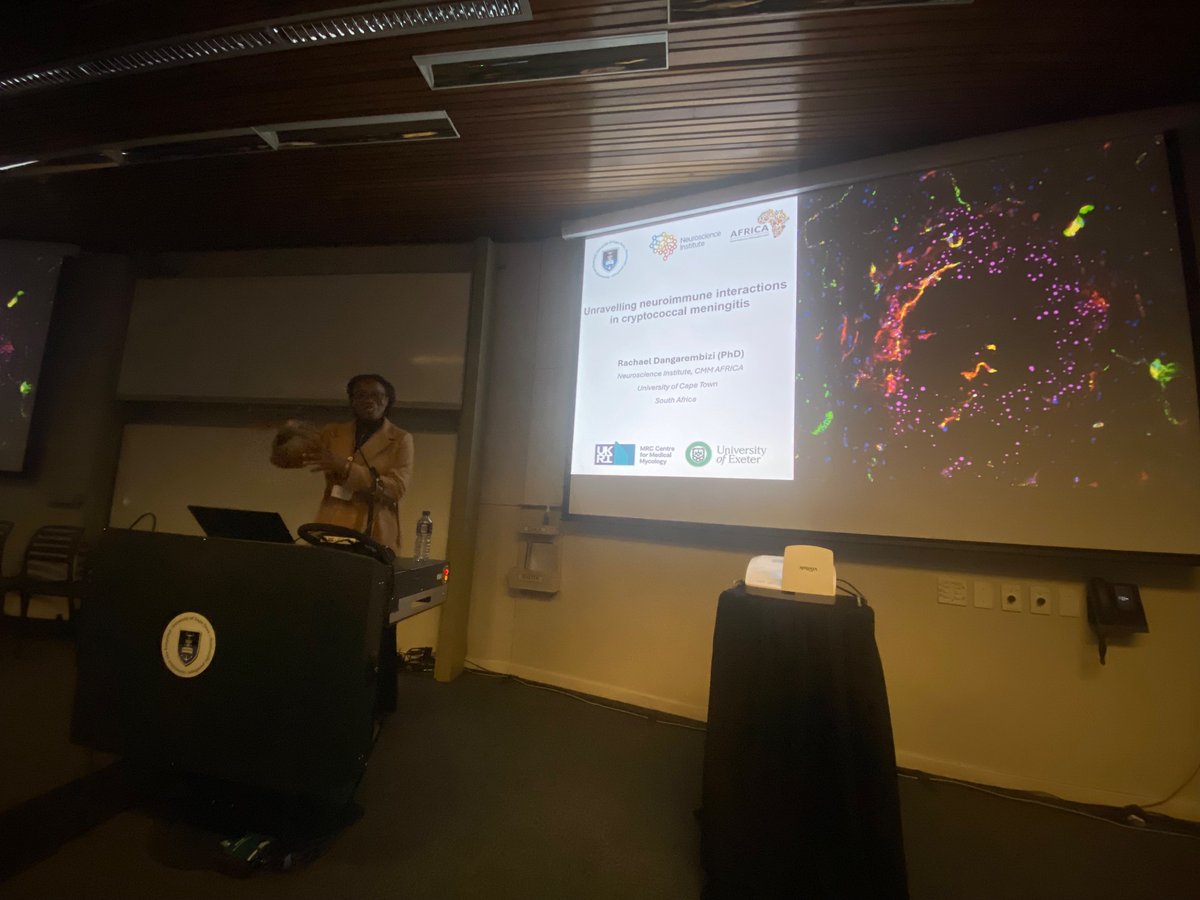 AIDSMycoses's tweet photo. Our meeting now shifts to Fungal Immunopathology

First up is Dr Rachael Dangarembizi from UCT /  @mrccmm Africa Centre in Cape Town discussing neuroimmune interactions in cryptococcal meningitis 
#AIDSmycoses2024 https://t.co/mvpG04G4fq