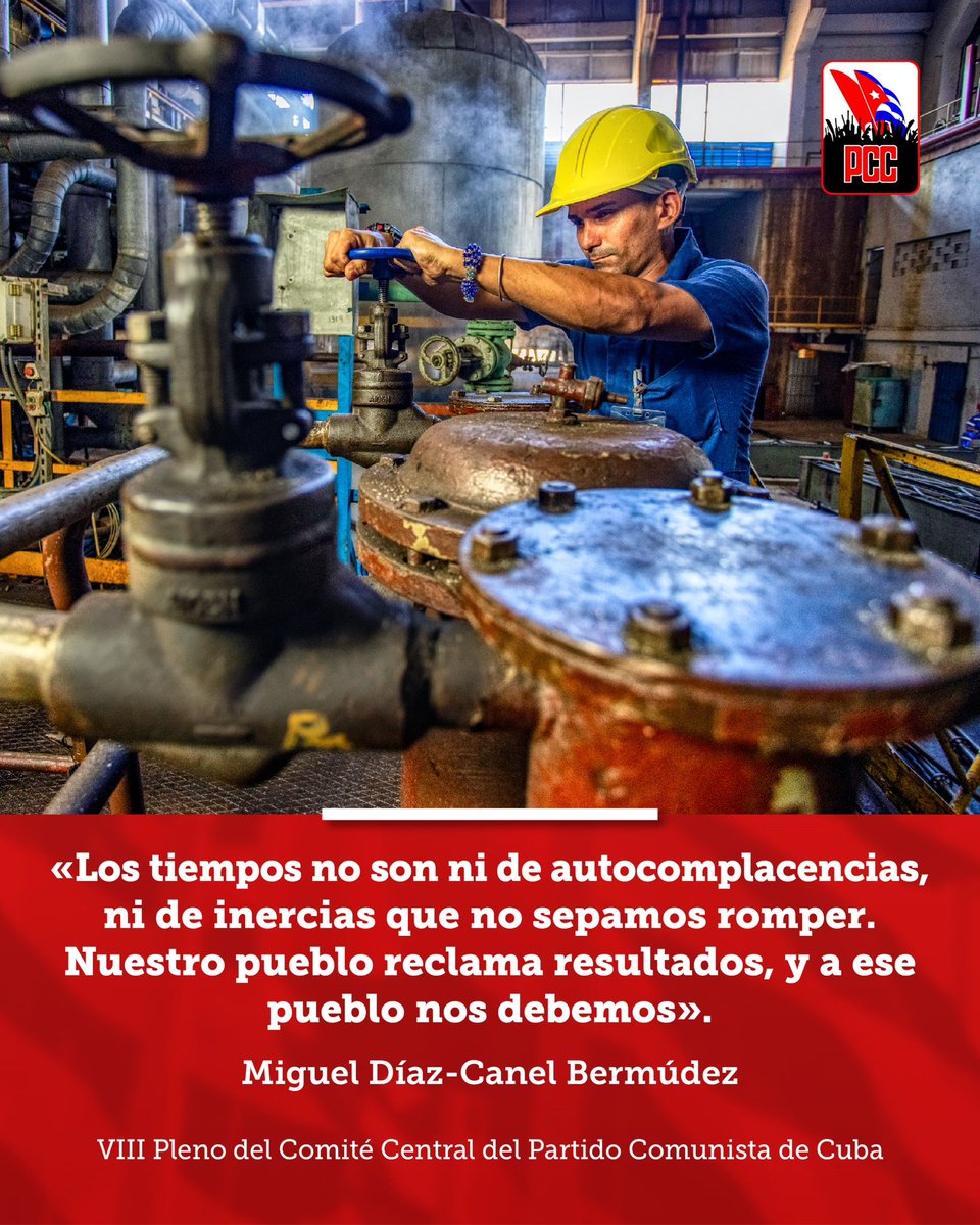 🗣️| Presidente <a href="/DiazCanelB/">Miguel Díaz-Canel Bermúdez</a> en el #VIIIPlenoCC: 

“Los tiempos no son ni de autocomplacencias, ni de inercias que no sepamos romper. Nuestro pueblo reclama resultados, y a ese pueblo nos debemos”.

🔗| presidencia.gob.cu/es/noticias/di…
.
.
.
#Cuba 🇨🇺