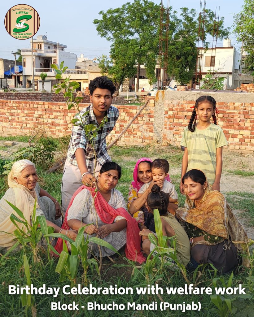 GreenSwelfares's tweet photo. Shah Satnam Ji Green ’S’ Welfare Force Wing volunteers celebrated their birthdays in a unique and impactful way by planting saplings. This act of planting trees not only marked their special day but also contributed to creating a greener environment. Their commitment to environmental stewardship highlights the importance of giving back to nature, ensuring a healthier and more sustainable future for all. Through these thoughtful actions, they turned their celebrations into meaningful contributions to the planet. #TreePlantation #DeraSachaSauda