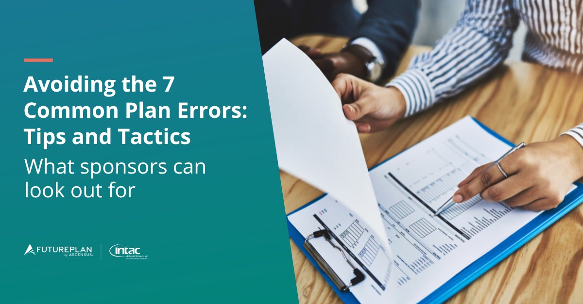 IntacInc's tweet photo. An employer-sponsored retirement plan helps companies to attract top talent and employees to save for retirement. Correctly maintaining the plan is key to compliance. However, mistakes can happen.

https://t.co/ecLWhwb0J5

#7commonplanerrors  #Planmistakes  #Sponsortips https://t.co/TzxxrlERbk