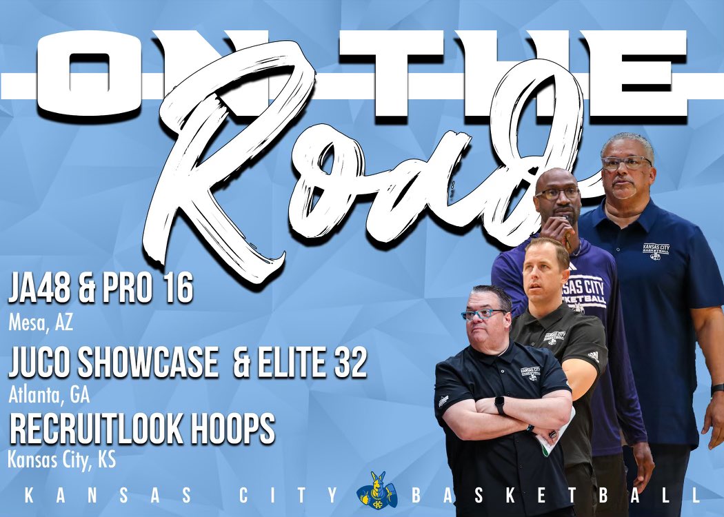 KCRoosMBB's tweet photo. Our staff is on the move this week! On the hunt for future Roos 🛫🚙🔵🟡🦘

#RooUp #RiseOfTheRoos #BAM https://t.co/SSTIYBa3T3
