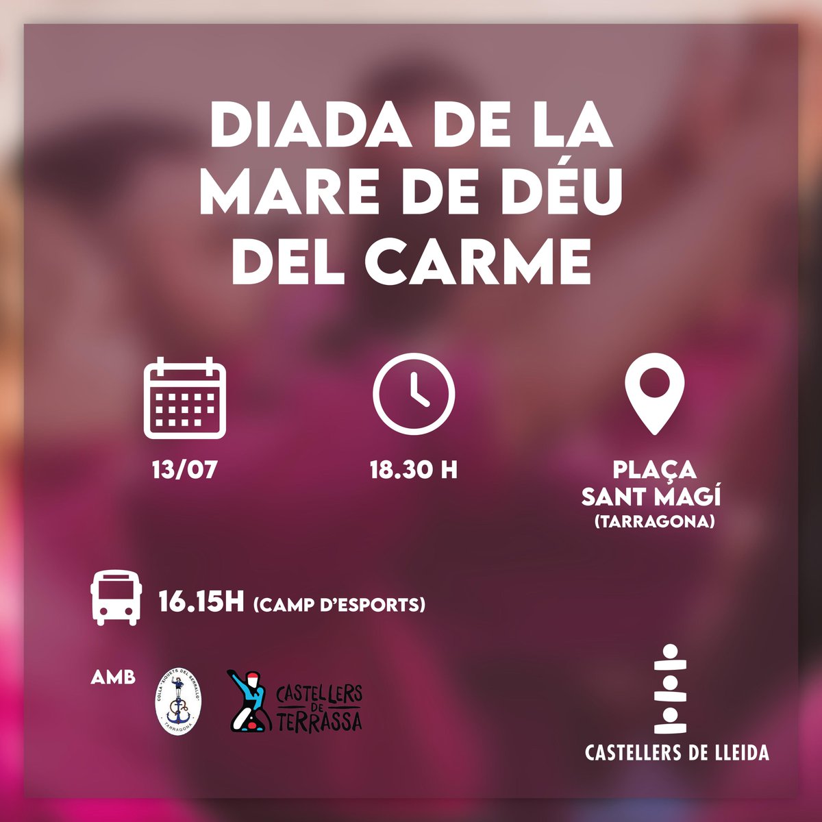 CdLleida's tweet photo. 📢Aquest dissabte actuació pre-vacances! Ens veiem a la Diada de la Mare de Déu del Carme al Serrallo amb @XiquetsSerrallo i @CDTerrassa
🗓️ 13/07
📍 Plaça Sant Magí (Tarragona)
🕕 18.30 h
🚍 16.15 h (Camp d'esports)
#castells #castellers #lleida
#orgullbordeus #excusaperfecta https://t.co/wT5ELfemiM