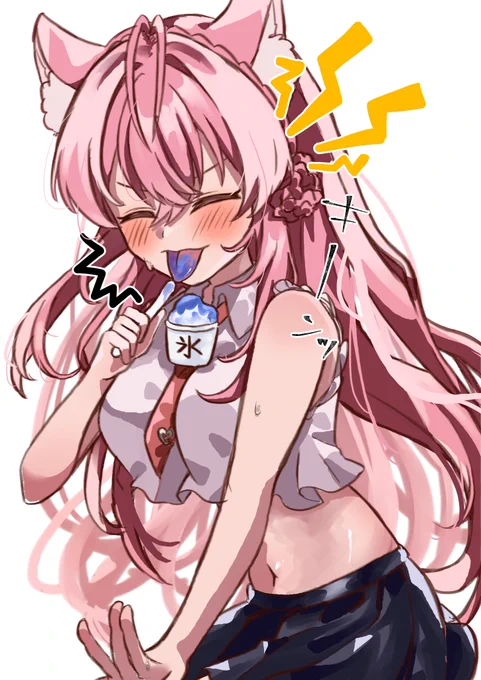 秘儀!かき氷早食い～…、あいたた… #こよりすけっち 