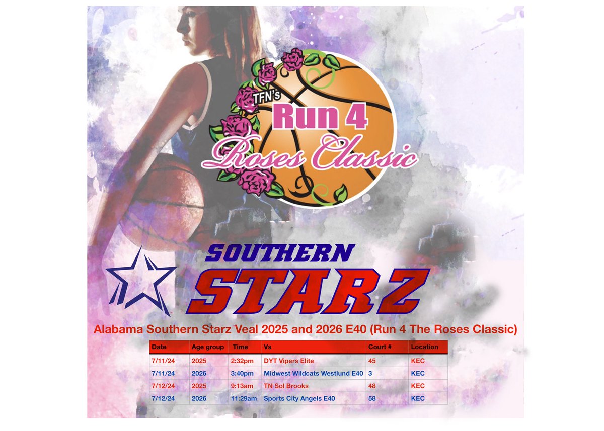 SGB_Veal's tweet photo. Coaches here is our schedule for the Roses Classic. https://t.co/fSak1Pbrw3