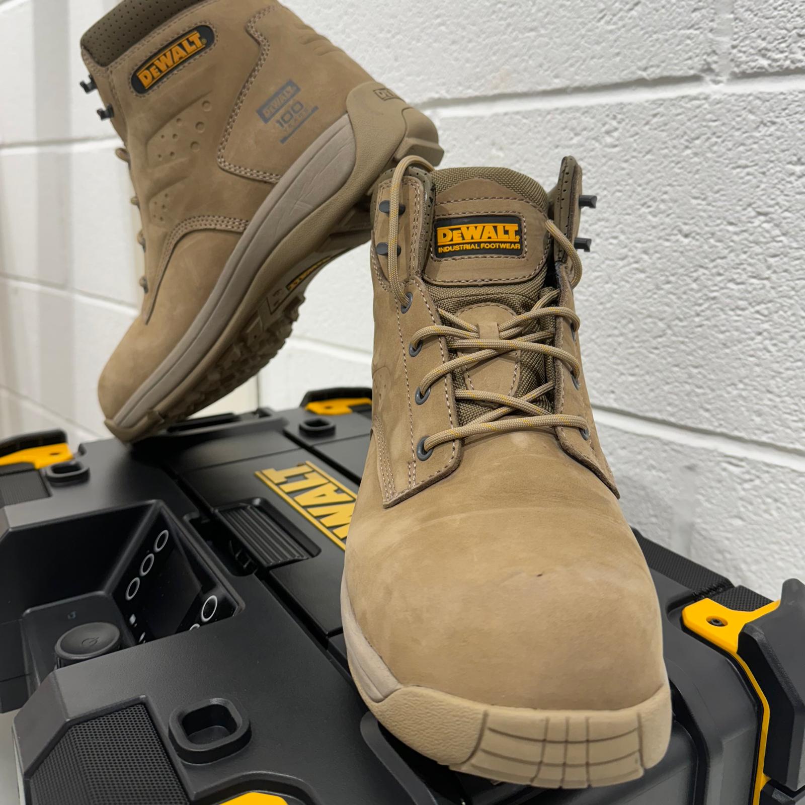 Screwfix on X Those little details Celebrating DeWALT s 100 year anniversary these boots are lightweight and flexible with a smooth leather upper padded tongue and collar for comfort. Features steel t...