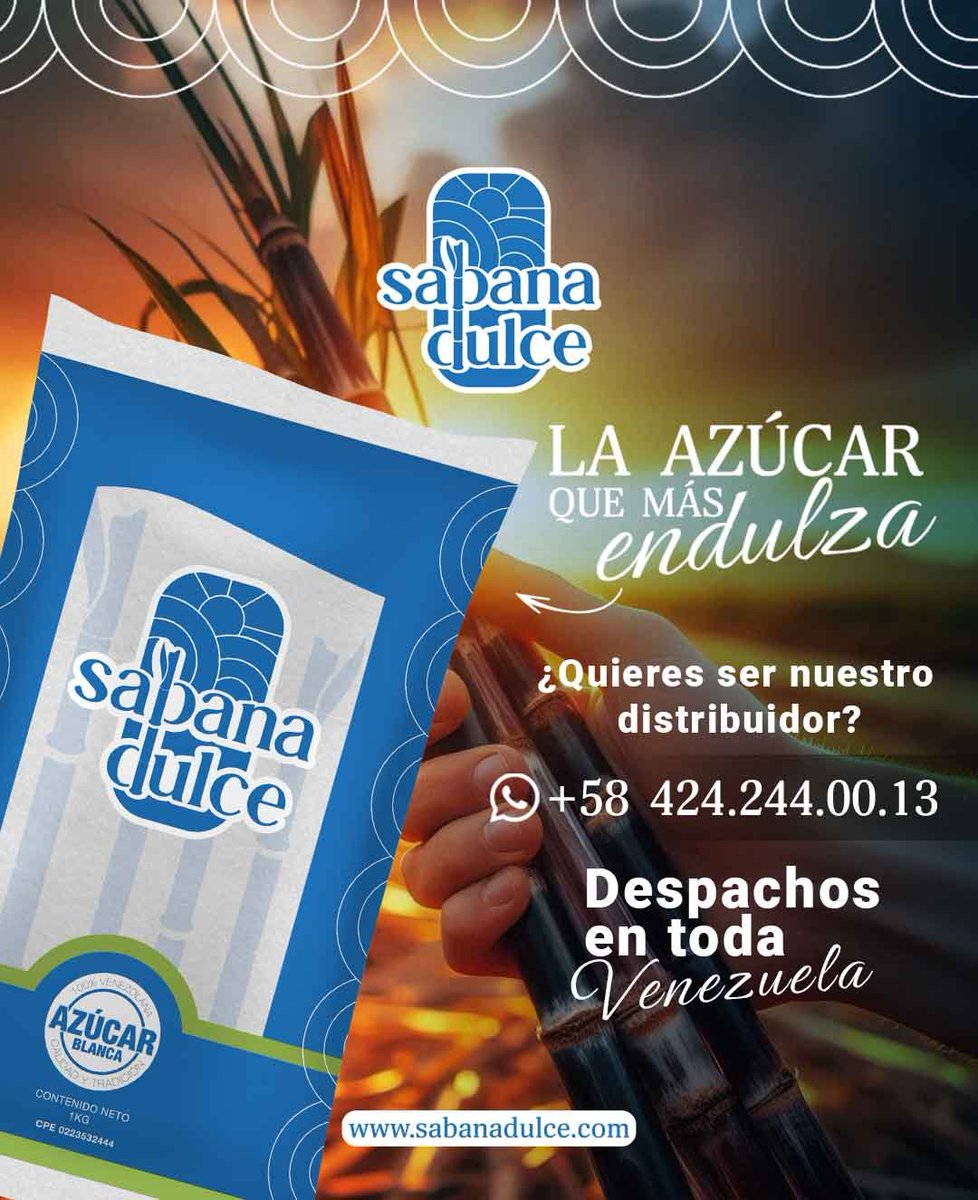 globovision's tweet photo. #SabanaDulce ofrece una alternativa natural para #endulzar tus días.
Su #azúcar es la opción ideal para aquellos que buscan un producto de alta #calidad y #pureza.
Escríbeles a sus redes sociales @sabanadulce_vzla o su mensajería WhatsApp 0424-2440013 https://t.co/Yvf5UHawlz