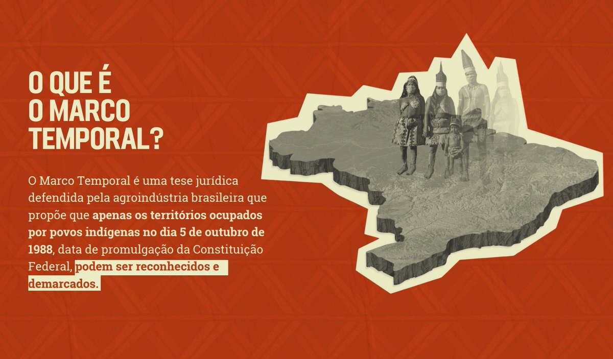 Os direitos territoriais dos povos indígenas são originários, existem antes das leis não indígenas, e estão reafirmados na Constituição Federal. Cabe ao governo apenas reconhecê-los demarcando e PROTEGENDO as Terras Indígenas! #PL2903Não #MarcoTemporalNão