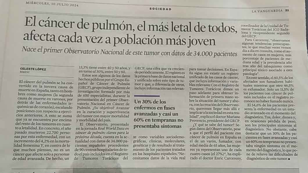 PharmaExpertise's tweet photo. Nace el primer Observatorio Nacional de cáncer de pulmón con datos de 34000 pacientes @CelesteLopezP @LaVanguardia https://t.co/quYNJNdzuX