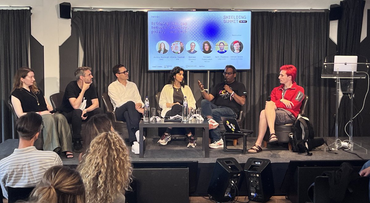 Great panel <a href="/ShieldingSummit/">Shielding Summit</a> bridging the gap between advocacy, policy, and tech 🧩

feat. <a href="/MarinaMarkezic/">Marina Markezic</a> x <a href="/EuCInitiative/">European Crypto Initiative</a>, <a href="/Fatalmeh/">matrianarcat</a> x <a href="/heliaxdev/">Heliax</a>, <a href="/amitchax/">Amit Chaudhary</a> x <a href="/Labyrinth_HQ/">Veilnyx</a>, <a href="/alexis_roussel/">Alexis Roussel</a> x <a href="/nymproject/">Nym</a>, <a href="/MME_Switzerland/">MME</a> mod. By <a href="/adrianbrink/">Adrian Brink</a> x <a href="/namada/">Namada</a>