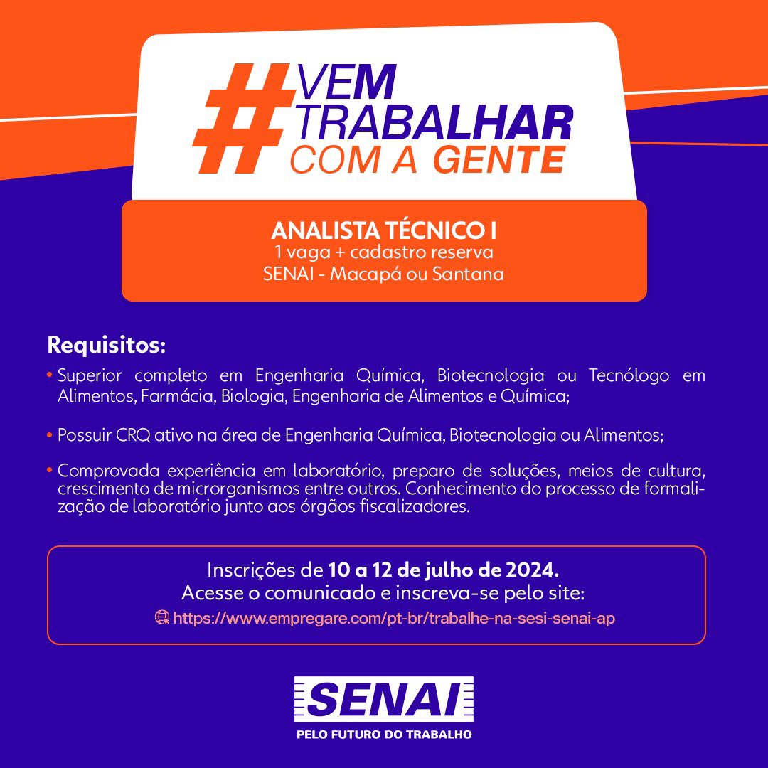 SenaiAmapa's tweet photo. Se liga!

Acesse o link https://t.co/PnN2IkfbB1 e participe do nosso processo seletivo!

#VemSerSesiSenai https://t.co/HQgN4PuDYw