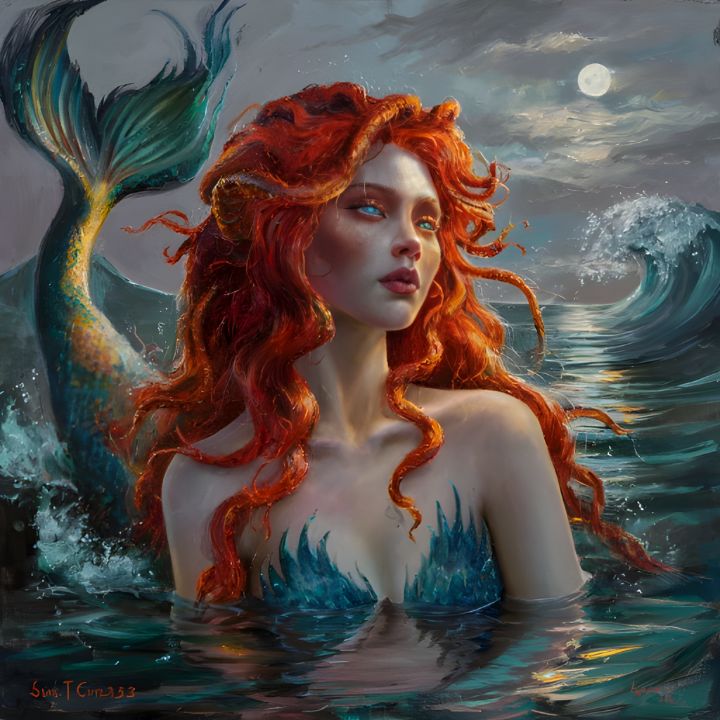 digitalportal2's tweet photo. Art of the Day: "Red-haired mermaid". Buy at: https://t.co/jXf8HzHkBO https://t.co/g2sd9Y504Q