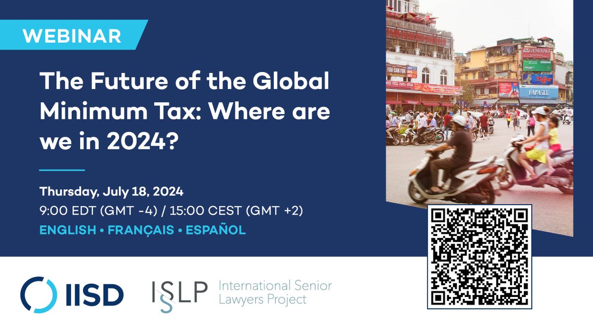 NEXT WEEK: Amid the 15% global minimum tax, join us to hear experts explain recent rule updates &amp;  developing countries share their experiences so far.

Speakers: <a href="/DIANColombia/">DIANColombia</a> 🇨🇴 <a href="/IRC_PNG/">Internal Revenue Commission PNG</a> 🇵🇬 &amp; more 
Hosts: <a href="/IISD_news/">IISD</a> @ISLP_GLOBAL 

Info &amp; signup 👉 iisd.org/events/future-…