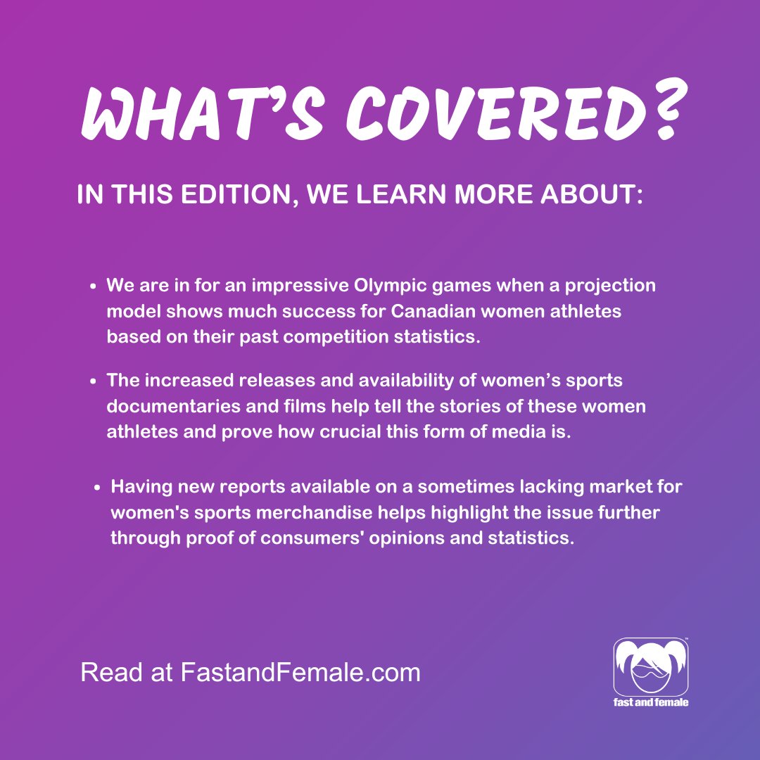 girlsforwardca's tweet photo. Projections show women athletes could win 60% of #TeamCanada's medals! 🇨🇦
Read about this and more in the latest edition of Kailyn’s Sports Stories Recap:
https://t.co/iXLCHhLkpA
#FastandFemale #WomensInSports https://t.co/J9jlj86W6v