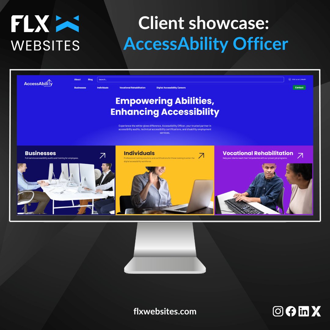 At FLX Websites, we care so deeply about accessibility, that the auditing firm we use on our client websites contracted us to design + build their website. We are incredibly proud of this project and the meaning behind it! Check out the full website here: hubs.ly/Q02FhzZH0