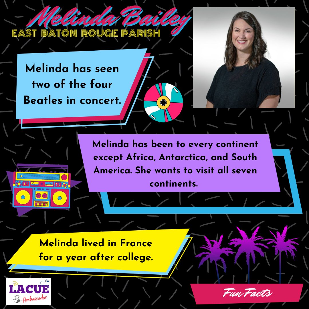 lacueorg's tweet photo. This epic Ambassador is Melinda Bailey. Leave a totally tubular comment to say hi!
#LACUE #Ilovethe80s #CelebratingTechnologyThroughTheYears https://t.co/z6mScaKYoM