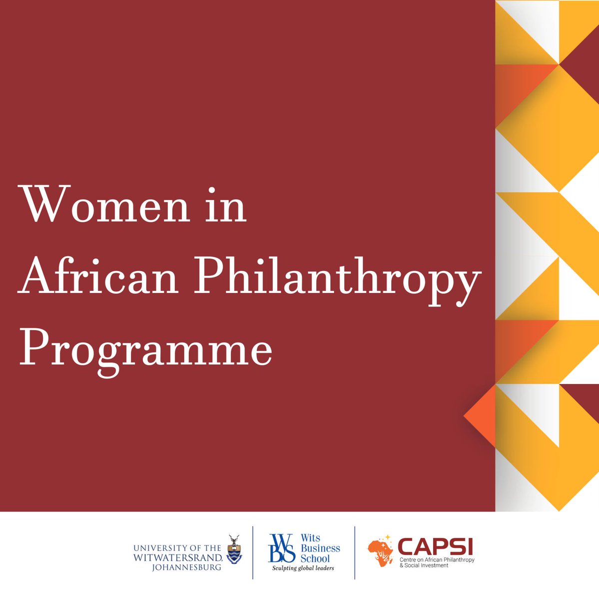 The ‘Women in African Philanthropy’ programme by @capsi_africa, <a href="/witsbschool/">Wits Business School</a>, &amp; <a href="/WitsUniversity/">Wits University</a> celebrates &amp; amplifies the role of women in African philanthropy. Take this survey to help shape the programme's future priorities: surveymonkey.com/r/KLTP335