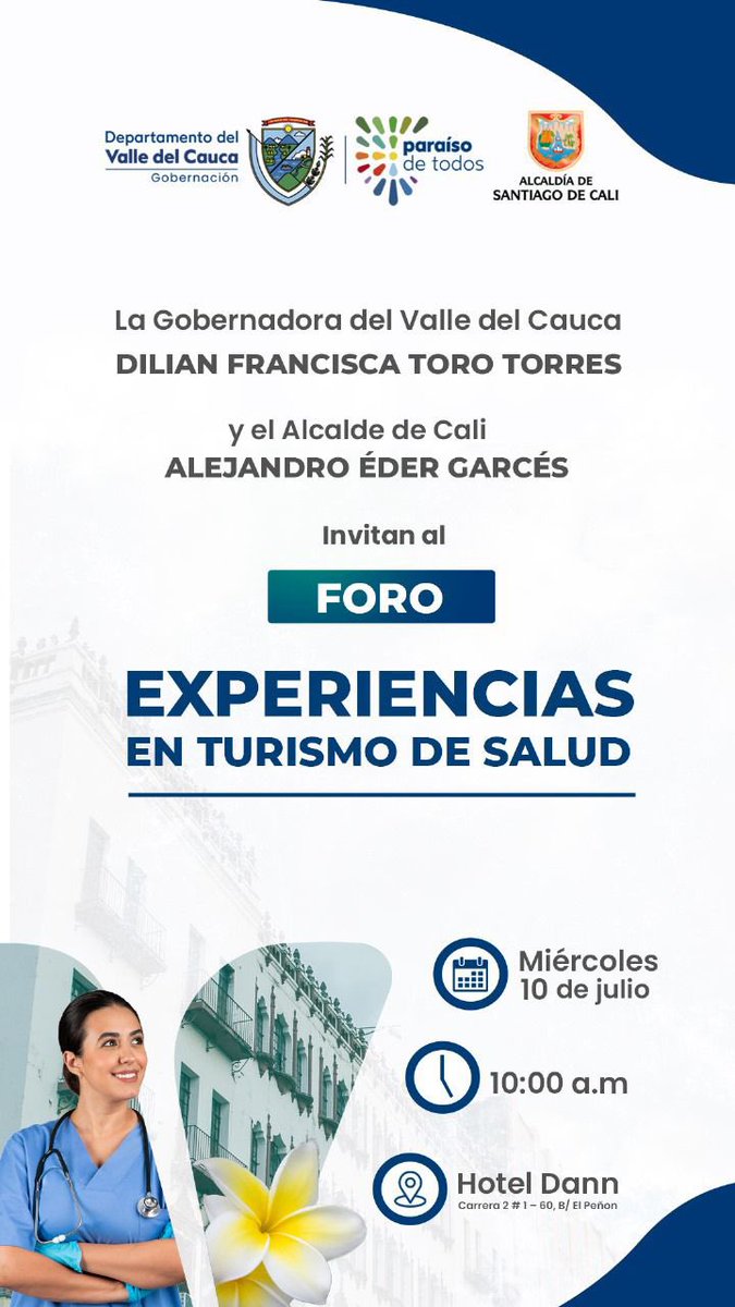 Hoy en Cali nuestro Alcalde <a href="/alejoeder/">Alejandro Eder</a> y nuestra Gob <a href="/DilianFrancisca/">Dilian Francisca T.</a> estaran contando todos los avances en #turismomedico.