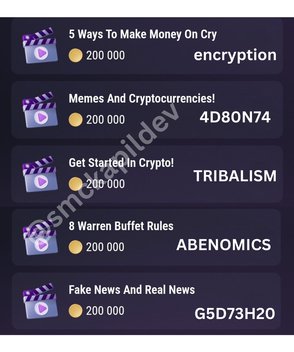 smckapildev's tweet image. #TapSwap Daily Combo all Code 

#TapSwap Daily Combo all Code 

Tapswap All Codes✅

 1.  5

 2.  739002

 3.  548719

4. Watch Video (no codes)

 5. 030072

 6. 739551

7. 2614907

8. D57U94

9. 27F53K9

10. genesis

11. encryption 

12. 4D80N74

13. TRIBALISM

14. ABENOMICS…