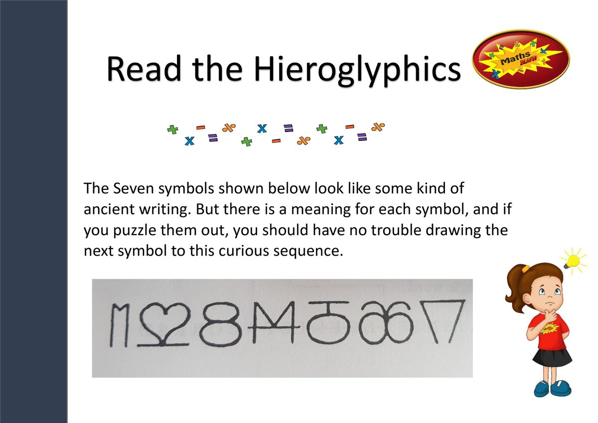 What are these weird symbols? Can you figure out what's going on and what the next symbol should be? Solution at mathsblast.com/readthehierogl…