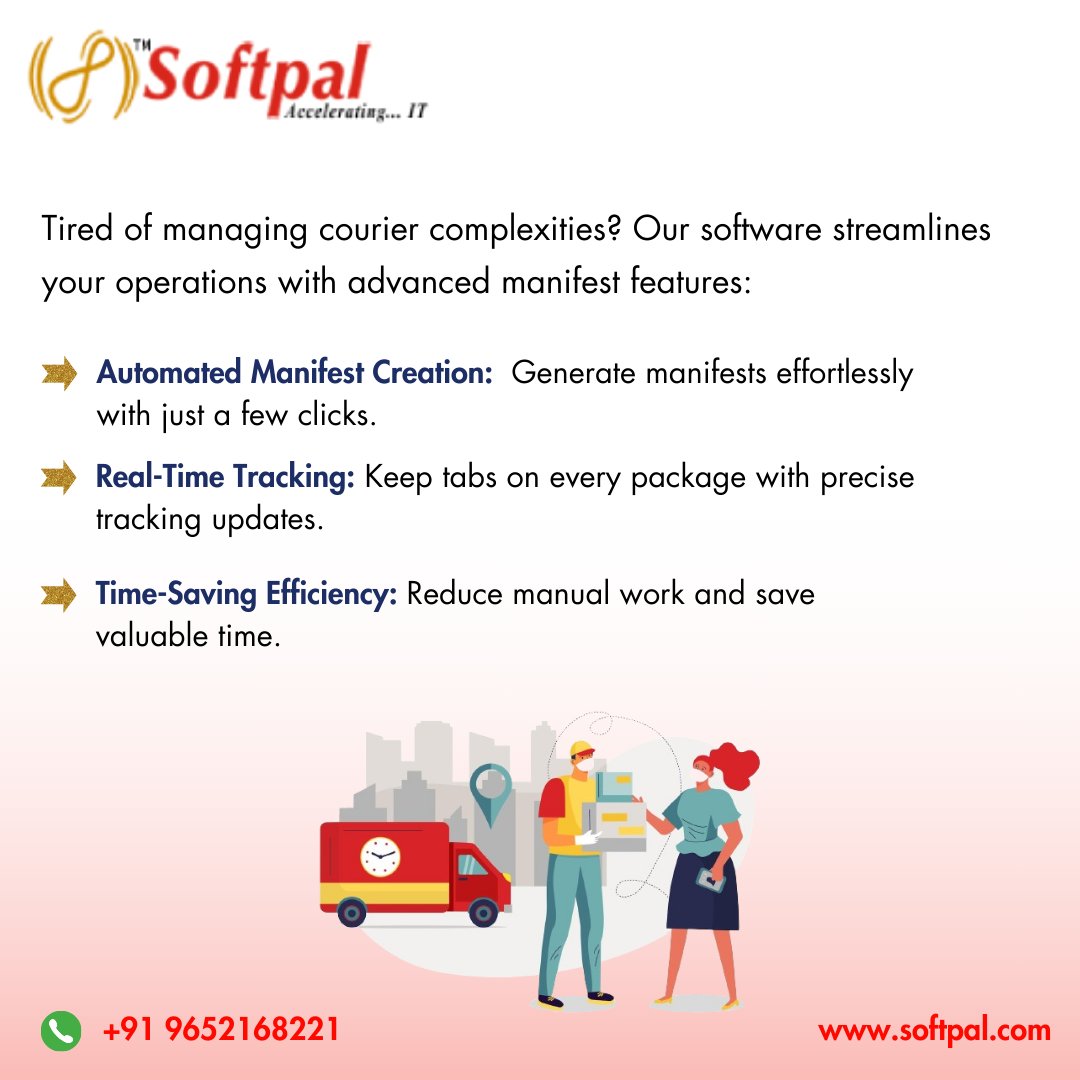 softpaltech's tweet photo. Effortlessly manage shipments, track deliveries, and optimize your logistics with our powerful Manifest Feature!
https://t.co/7be8JJYBQR
#CourierManagement #ShippingSolutions #ManifestFeature #softpaltech https://t.co/o3S8ZMaRlK