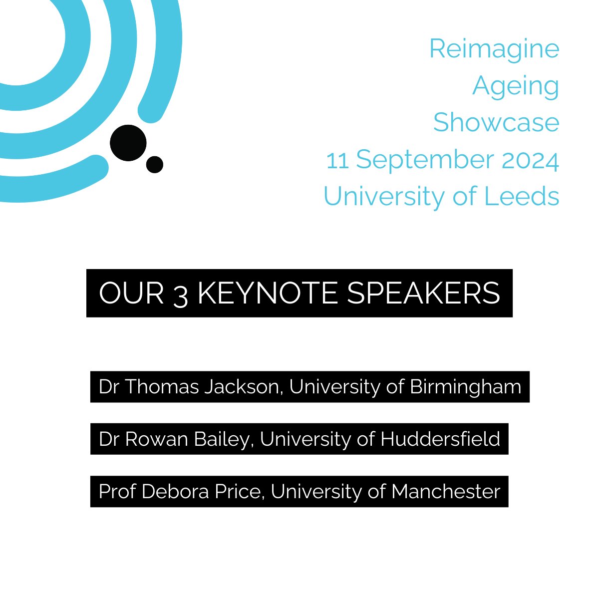 Reimagine Ageing (@reimagineageing) on Twitter photo The Reimagine Ageing Showcase on 11 September at the <a href="/UniversityLeeds/">University of Leeds</a> now has its 3 keynote speakers in place.
If you want to submit an abstract for oral or poster presentation at our Showcase, the deadline is Friday 12 July.
Read more here: eventbrite.com/e/reimagine-ag… The Reimagine Ageing Showcase on 11 September at the <a href="/UniversityLeeds/">University of Leeds</a> now has its 3 keynote speakers in place.
If you want to submit an abstract for oral or poster presentation at our Showcase, the deadline is Friday 12 July.
Read more here: eventbrite.com/e/reimagine-ag…
