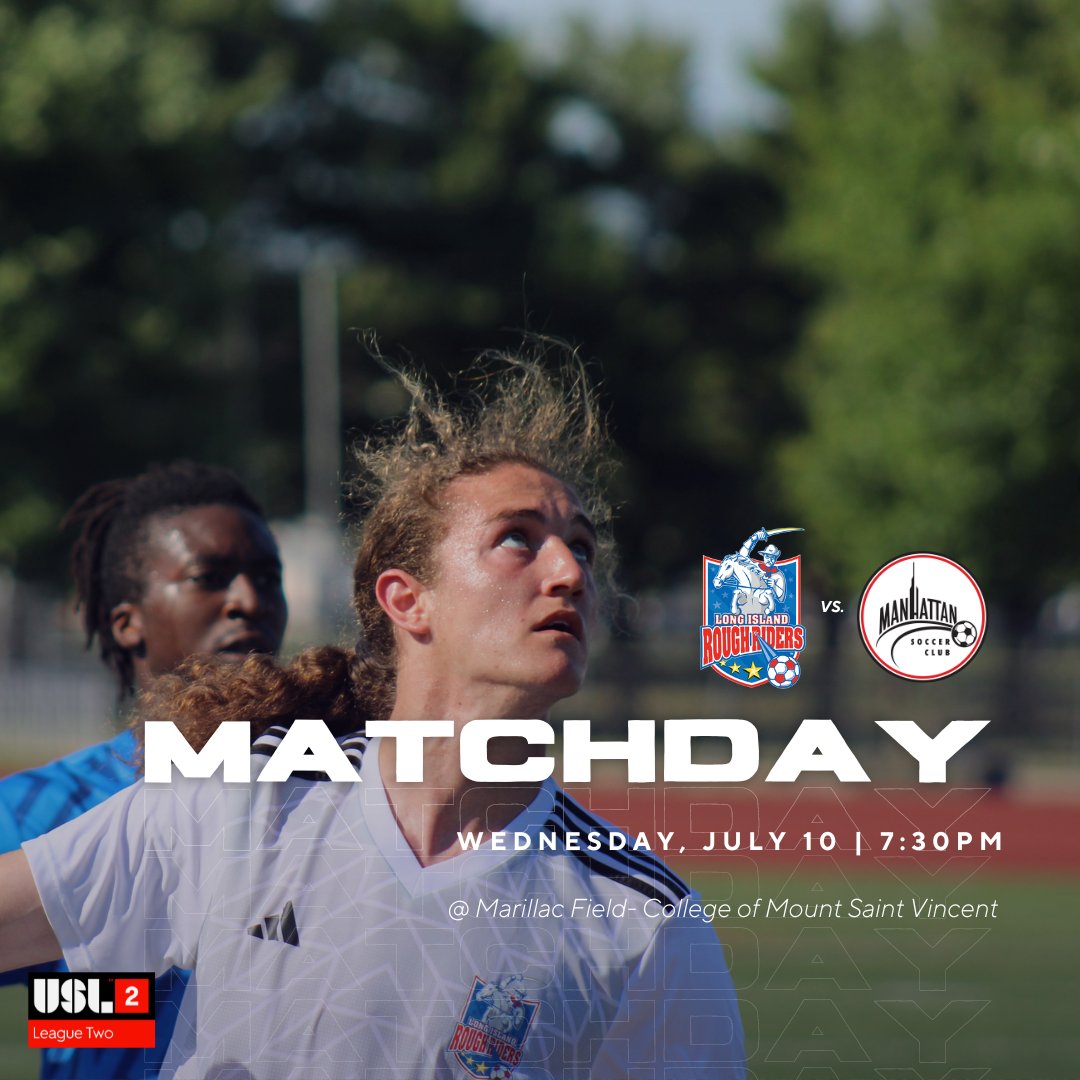 LIRoughRiders's tweet photo. It's MATCHDAY against @manhattansc_nyc ! Clinched our playoff spot and looking to secure that first-round bye with a win in our last regular season game.
@uslleaguetwo
#fortheisland https://t.co/t7pQlH8zuF