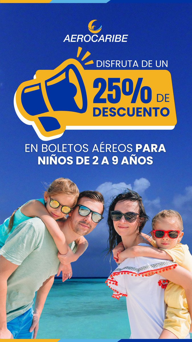 Este Día del Niño te llevamos a Los Roques ✈️

Disfruta nuestra tarifa CHD 25% de Descuento en boletos aéreos para niños de 2 a 9 años ✈️🏝️