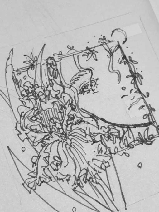 ミニ色紙に装飾写本風の絵を描く予定 