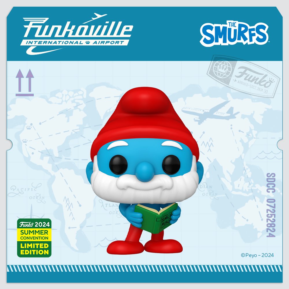 FunkoEurope's tweet photo. Blue skies ahead! Have a smurfy day with San Diego Comic-Con exclusive Pop! Papa Smurf. He’s ready to join your collection and lead you along on exciting and fun journeys. #FunkoPop #Smurfs https://t.co/LaX2sxNVlU