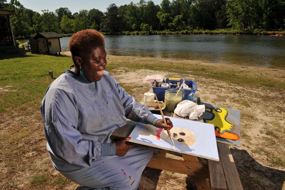 Lois Curtis, the lead plaintiff in Olmstead v. L.C where SCOTUS upheld that unjustified segregation of persons with disabilities constitutes discrimination, was an artist and fervent advocate for people with disabilities throughout her life. #DisabilityPrideMonth