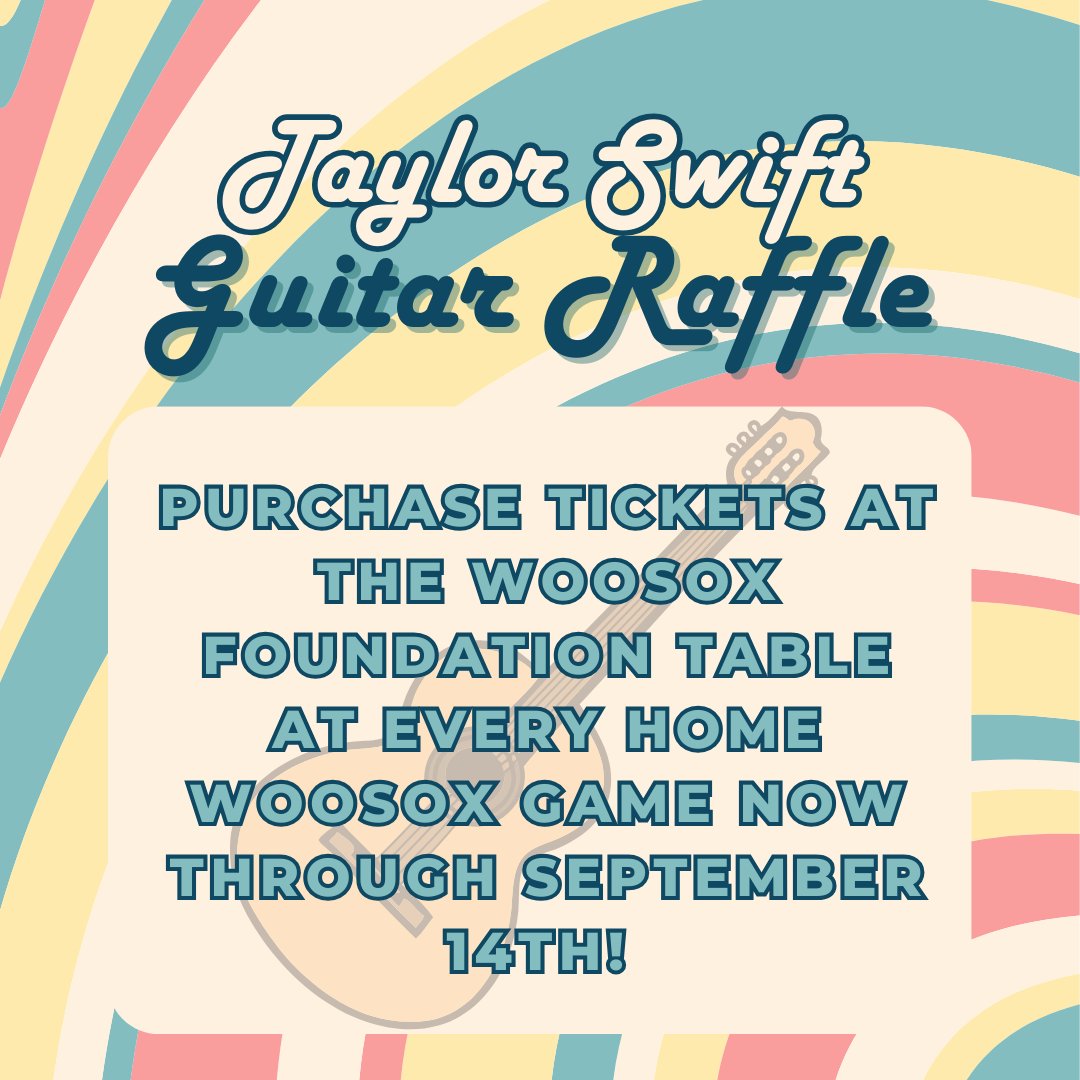 There will be no teardrops on this guitar if you're a winner! The WooSox Foundation is raffling off a guitar autographed by Taylor Swift now through September 14th. Visit the WooSox Foundation table at every home game to enter for your chance to win!✨

milb.com/worcester/news…