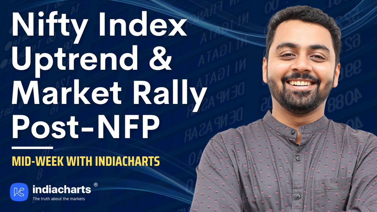 indiacharts's tweet photo. Is Nifty Overheated or is this a Bullish Continuation? US market rallies post NFP and bond yields fall. An insightful discussion on Mid-week with Indiacharts today - https://t.co/DT0WtqgOUy
#NiftyAnalysis #MarketTrends #BullishContinuation #USMarketRally #BondYields #NFPReport #Indiacharts #MarketInsights