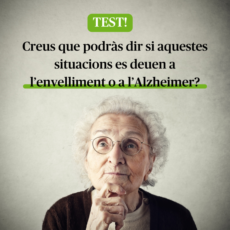 fpmaragall's tweet photo. L’Alzheimer 🧠 afecta a un gran nombre de persones i, de vegades, pot ser difícil diferenciar-lo de les dificultats pròpies de l’envelliment.
 
Creus que podràs distingir entre Alzheimer i envelliment en les situacions que et proposem en aquest test? 🤔