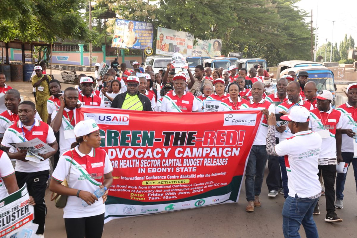 NigeriaScale's tweet photo. Advocates in Ebonyi State call for better health funding,  Green the Red cluster led a road walk campaign in Abakaliki urging increased budget allocation and timely release of funds for the health sector. 
#NigeriaSCALE #Budgetrelease #Budgetallocation #Makingitpossible https://t.co/a3862Modjd