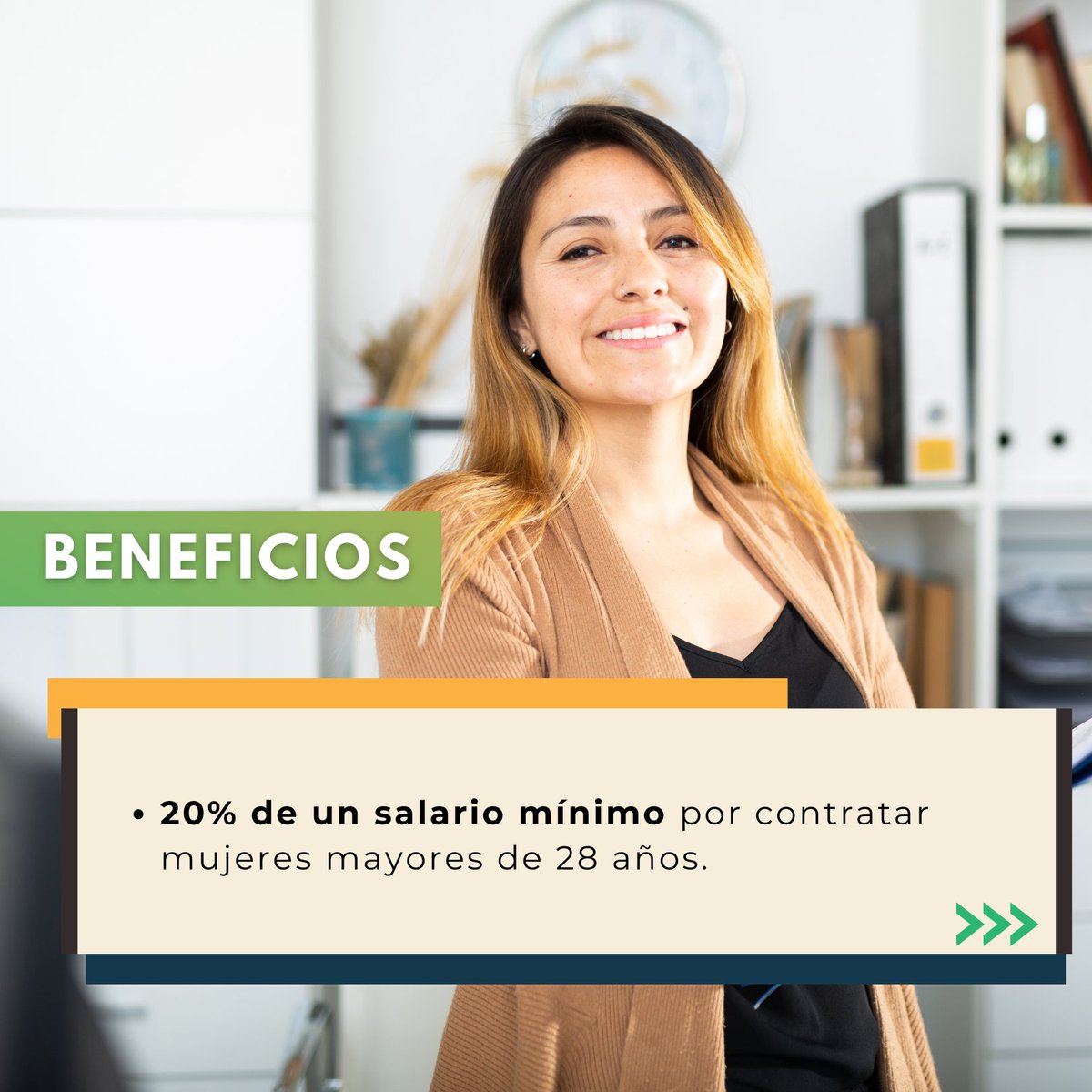 InvestOriente's tweet photo. ¡Aplica los nuevos incentivos para promover la empleabilidad en Colombia! 
Según el Decreto 0533:
35% de un salario mínimo por incluir personas con discapacidad
30% por jóvenes entre 18 y 28 años
20% por contratar mujeres mayores de 28
15% por contratar hombres mayores de 28 https://t.co/TYkzcwTy2g