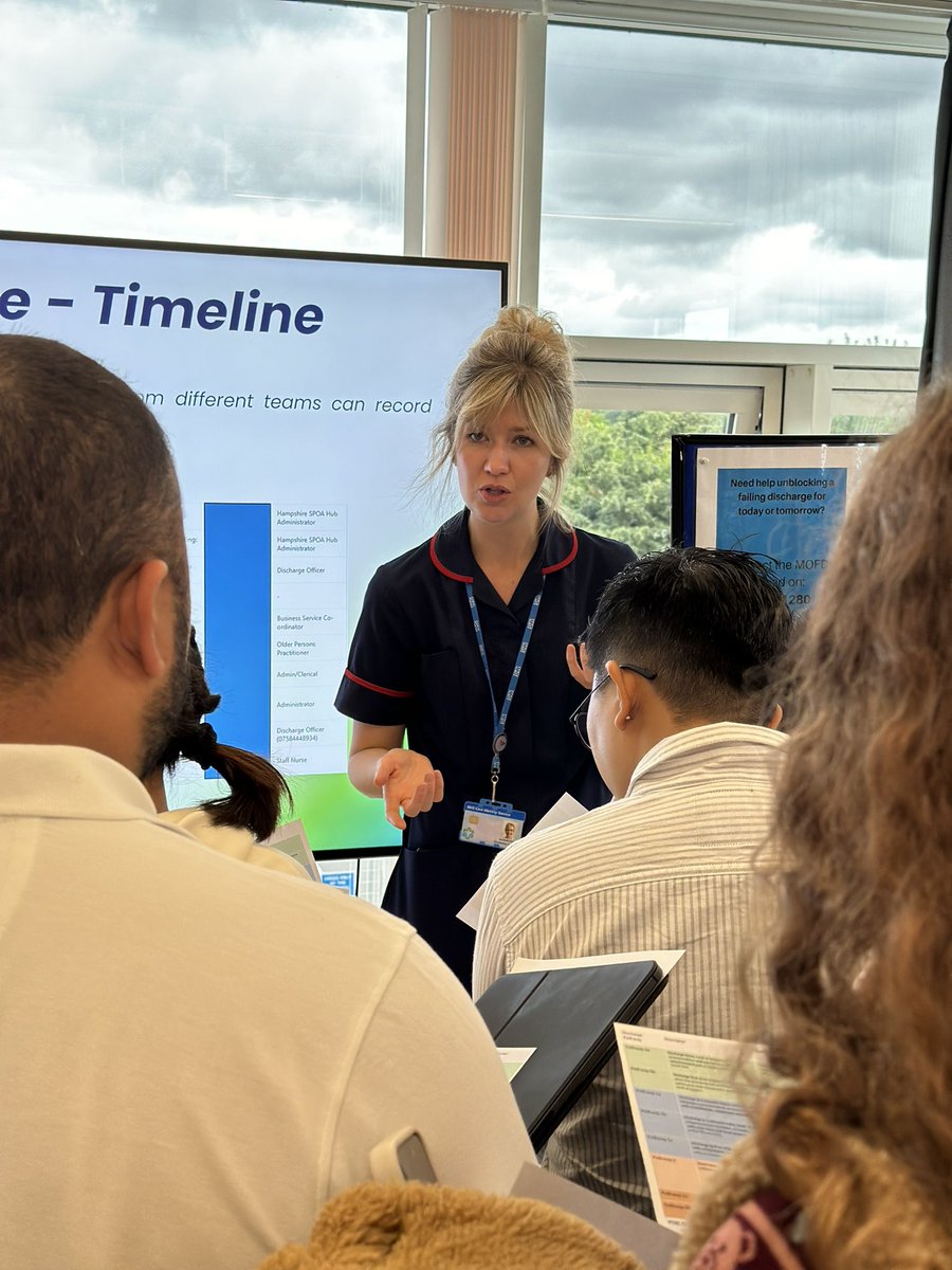 LeylandRachael's tweet photo. Hard work and determination keep this team going, never afraid to try new ideas, test and review results for patient care. Great to see the Acute discharge hub in action today @UHS_ADHub at the #focusonflow event @UHSFT https://t.co/F9FnqmWUoM
