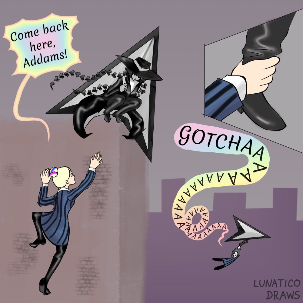 LunaticoDraws's tweet photo. Enid trying to catch a gf.

Carmen Sandiego AU
#Wenclair #wednesdayaddams https://t.co/o5wN9Qzfmr