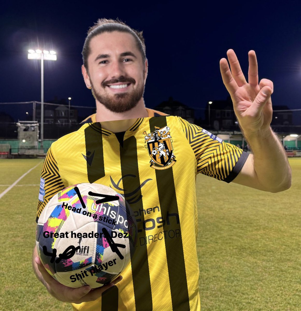 Delighted to get off the mark in pre-season with a hat trick last night! Two with my head, just wish I could have scored all three off this impeccable hairline. Really enjoying being back and working with this group of players <a href="/FIFC/">Folkestone Invicta</a> 🧡🖤
