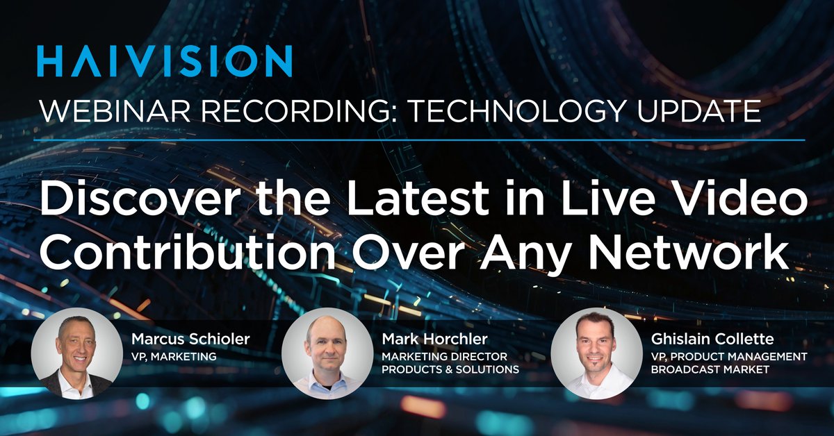 Watch experts from our partners at Haivision explore tech trends affecting the industry, reveal the latest innovations to our world-leading live video broadcast contribution solutions, &amp; see new product demos in the VOD of our latest Technology Update
www3.haivision.com/nab-amplify-ha…
