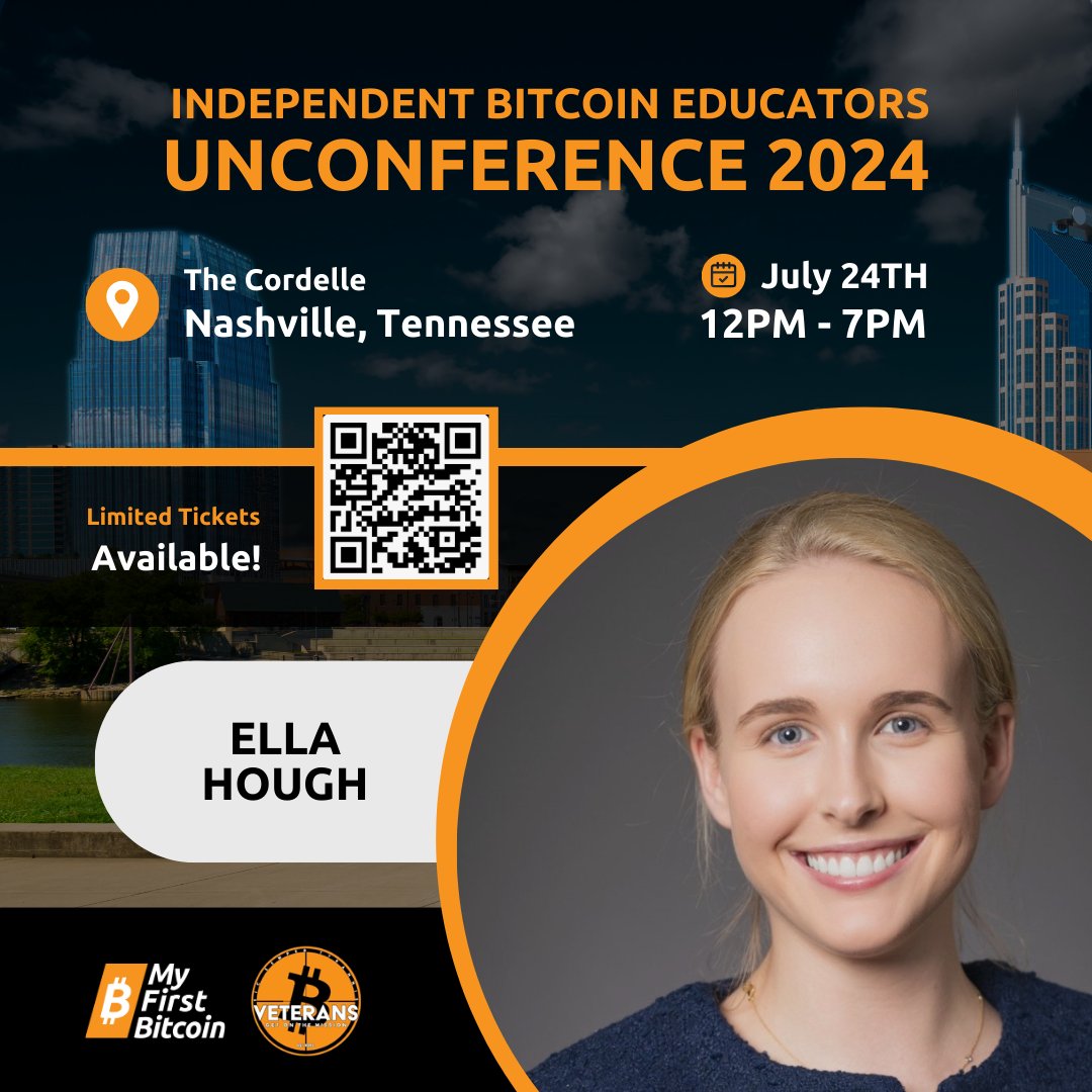 Mi Primer Bitcoin (@myfirstbitcoin_) on Twitter photo π¨ We're excited to announce <a href="/21MMforthe21st/">Ella Hough</a> as a speaker at our Unconference!
As the Project Lead of <a href="/GenBitcoiners/">Generation Bitcoin</a> and co-founder of the <a href="/BTCStudents/">Bitcoin Students Network</a>, she's definitely a thought leader and expert in the field of Bitcoin Education.
Join us in Nashville!
myfirstbitcoin.io/tickets/ π¨ We're excited to announce <a href="/21MMforthe21st/">Ella Hough</a> as a speaker at our Unconference!
As the Project Lead of <a href="/GenBitcoiners/">Generation Bitcoin</a> and co-founder of the <a href="/BTCStudents/">Bitcoin Students Network</a>, she's definitely a thought leader and expert in the field of Bitcoin Education.
Join us in Nashville!
myfirstbitcoin.io/tickets/