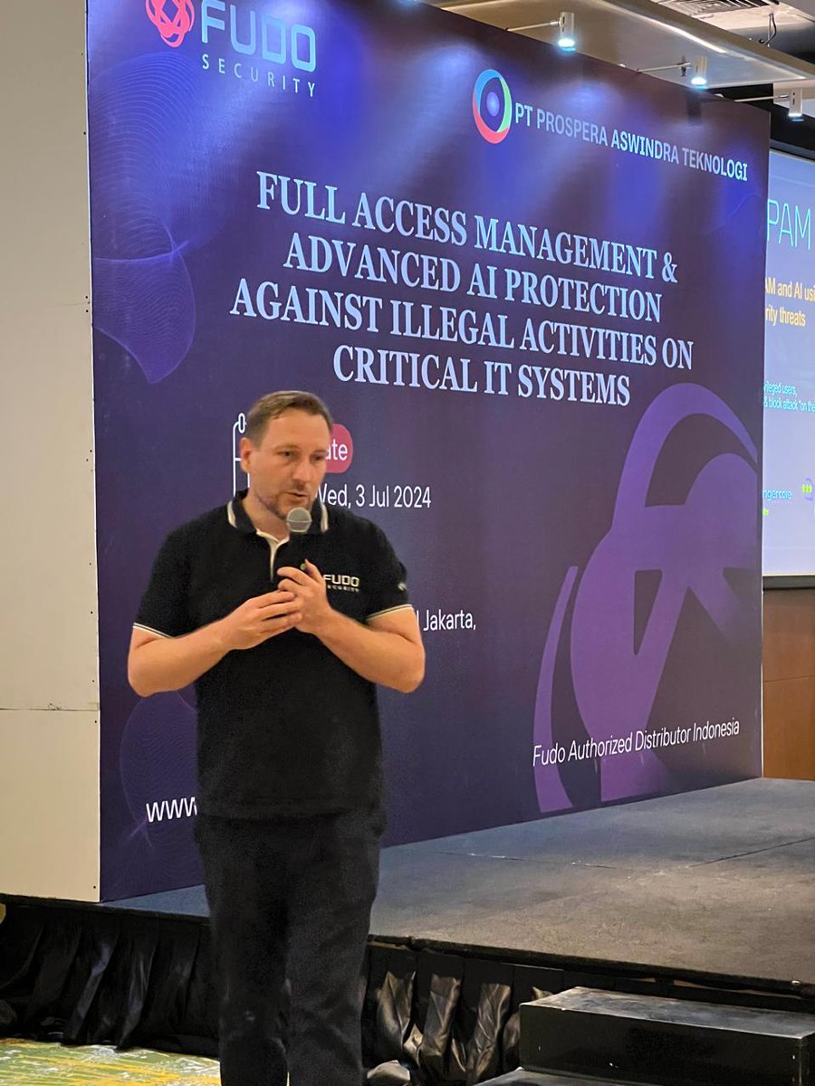 FudoSecurity's tweet image. Fantastic synergy at our event with Fudo Security &amp;amp; PT Prospera Aswindra Teknologi! Thanks to Maxim &amp;amp; Marcin for their insights. See you next time! #TechEvent #IntelligentPAM #NextGenPAM #Event