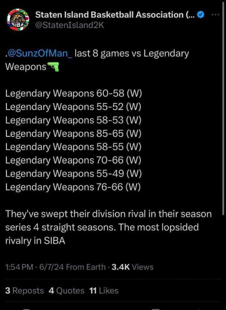 Ggs to <a href="/SunzOfMan_/">BIG T</a> as we win 3-1 to advance to the <a href="/StatenIsland2K/">Staten Island Basketball Association (SIBA)</a> final four

♟️ @nolimitDOTZYT 
🎯 <a href="/xJuice2K/">juice</a> 
🔒 <a href="/PluckSteal/">Freddy🌹</a> 
🐐 @RlPConnor 
🐴 Me