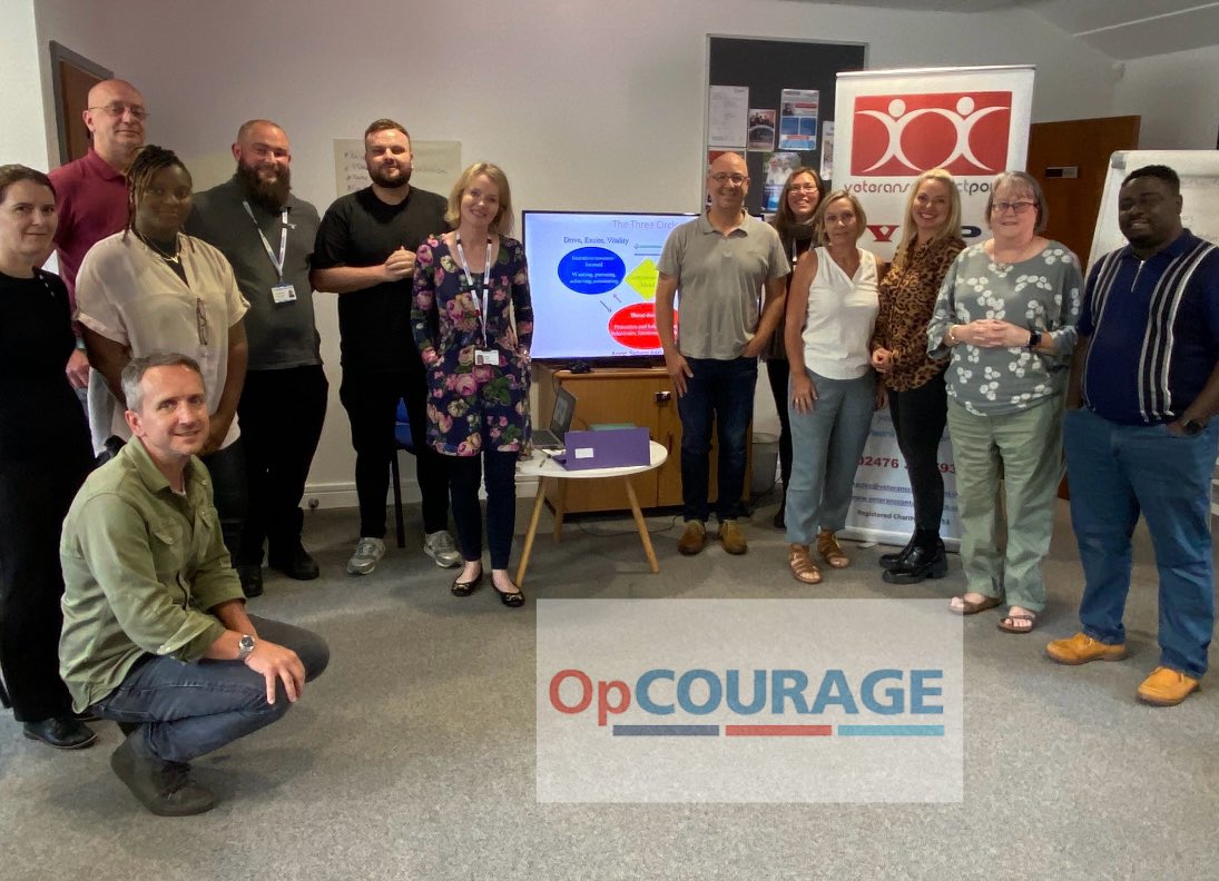 Compassionate Mind Training  has been very well received by 2 cohorts of veterans and here today for Midlands Op Courage Partnership staff  - taking place at one of our great local partners <a href="/VCPNuneaton/">@VCP</a>  Thank you <a href="/DrEstherR/">Esther R</a> <a href="/MidsOpCOURAGE/">Midlands Op COURAGE</a> #selfcare