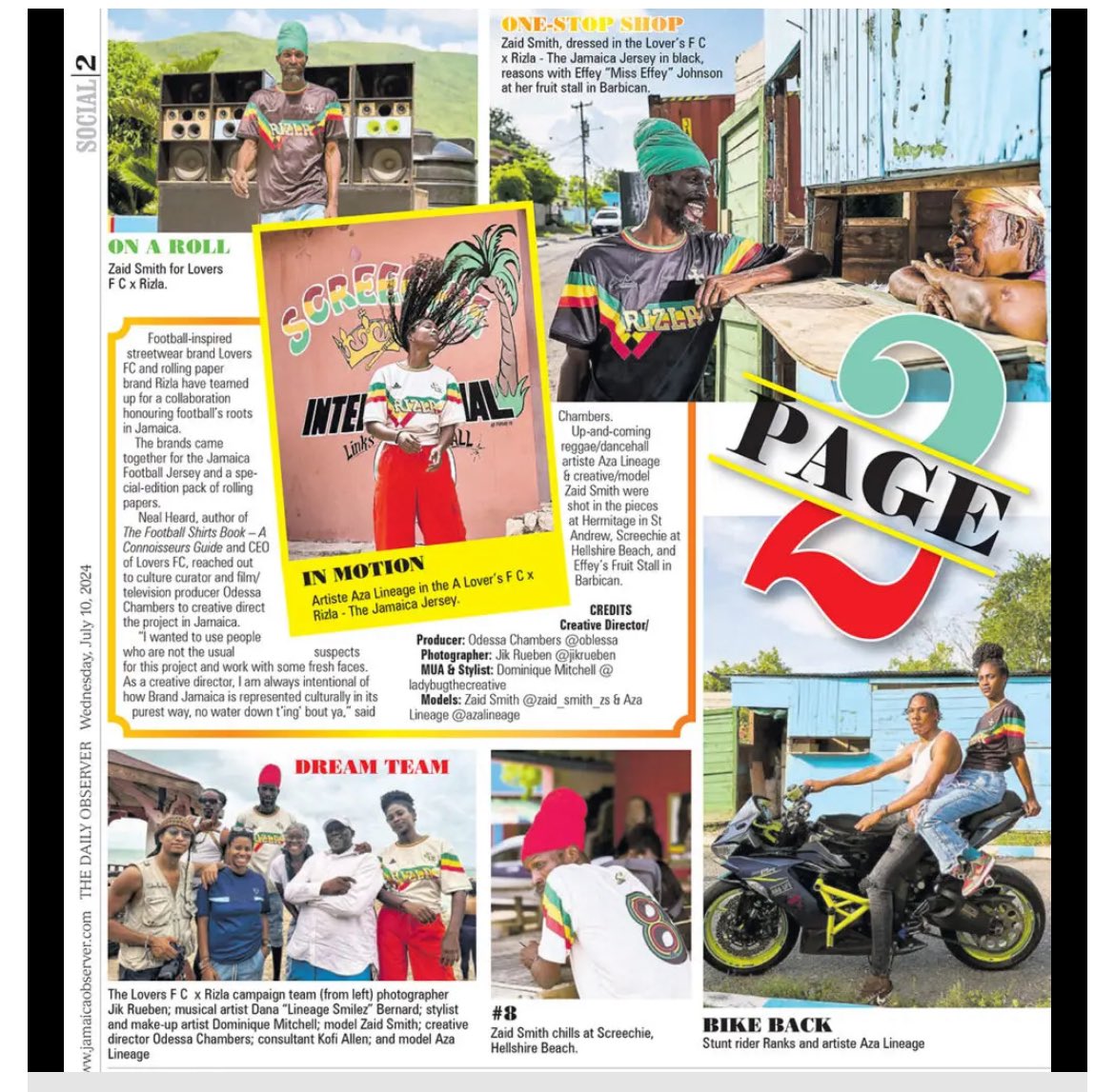 oblessa's tweet photo. Thank you @StyleONMW & @JamaicaObserver for featuring the #LoversFC x #Rizla Jamaica Jersey campaign I produced, shot by the amazing @JikReuben
https://t.co/F9wL0AEkqG
Always Grateful ๐ค๐๐พ๐ฏ๐ฒ https://t.co/0ADu6zFrtT