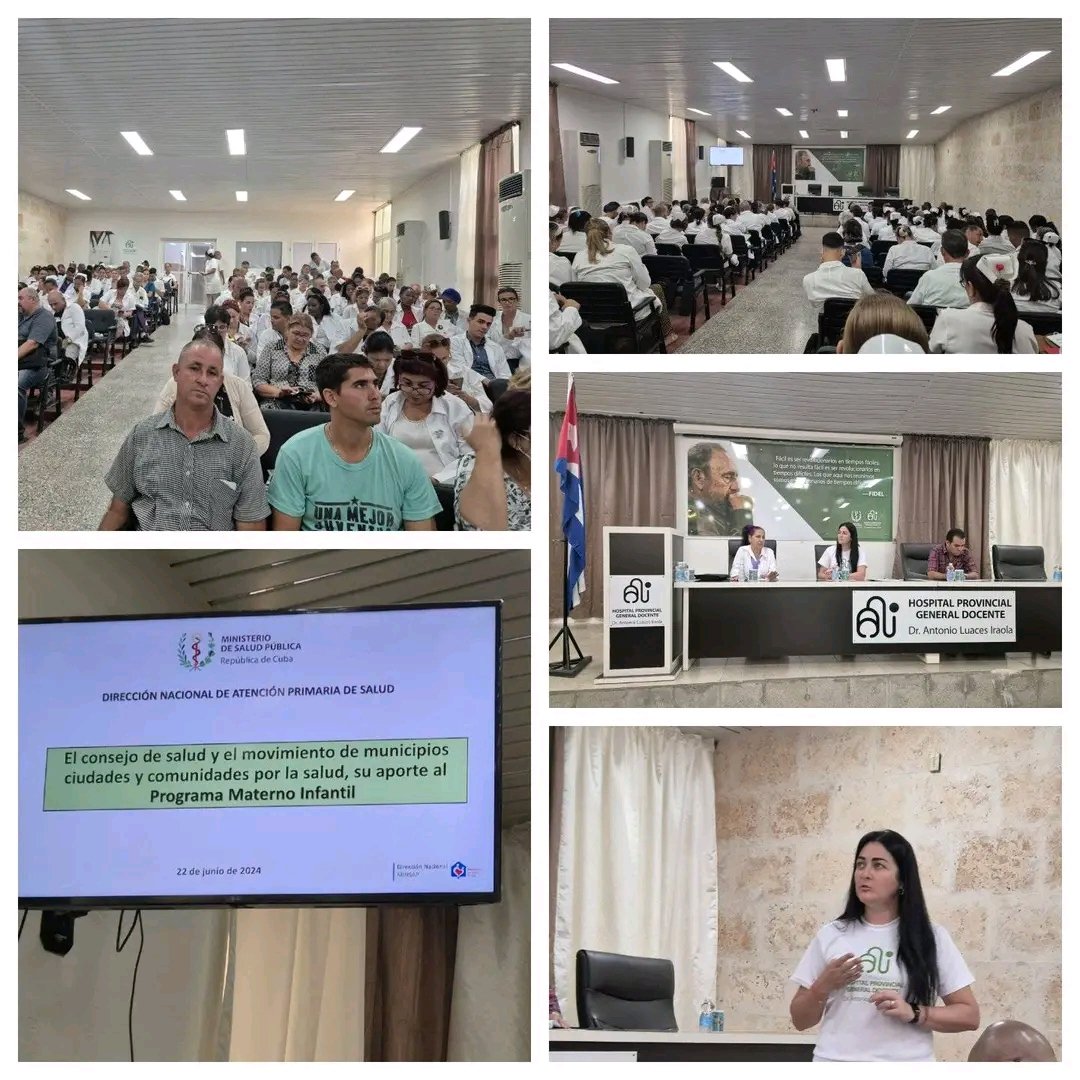 MorontaDr's tweet photo. Se desarrolla en el @hospital_ali, presidido por @CasanovaAiluj, el Taller Nacional del Programa de Atención Materno Infantil, con amplia participación del personal de salud, la Universidad Médica y otros organismos. @MINSAPCuba #CubaPorLaVida
#LatirAvileño https://t.co/AbuO0AvV0z