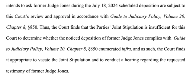 dakincampbell's tweet image. Well, maybe David Jones won't be deposed. Or at least there will be limits to the questions he'll be asked.
SDTX's chief judge, who signed the original stipulation, has seemingly changed his mind.
Jackson Walker must make it's case in a mid-July hearing.