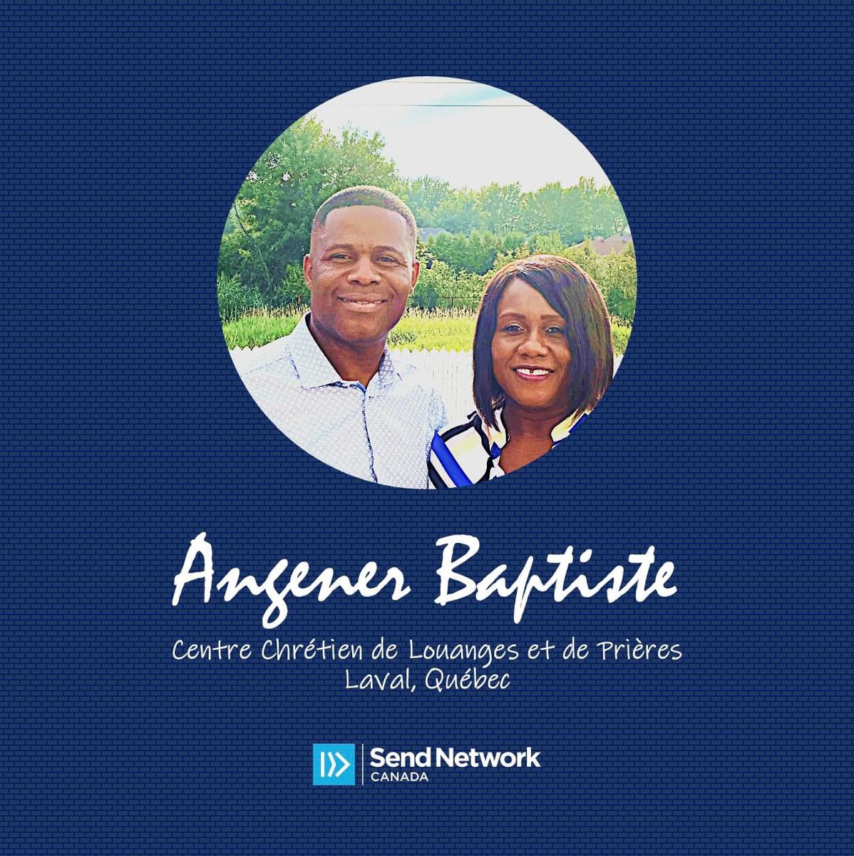 Pray for Pasteur Angener &amp; Beby and the Centre Chrétien de Louanges et de Prières family as they serve their diverse community in Laval, Québec and beyond: missionaries.namb.net/full/angener-b…

#SendMontreal #CNBCQuebec <a href="/SendMontreal/">Send Montreal</a>