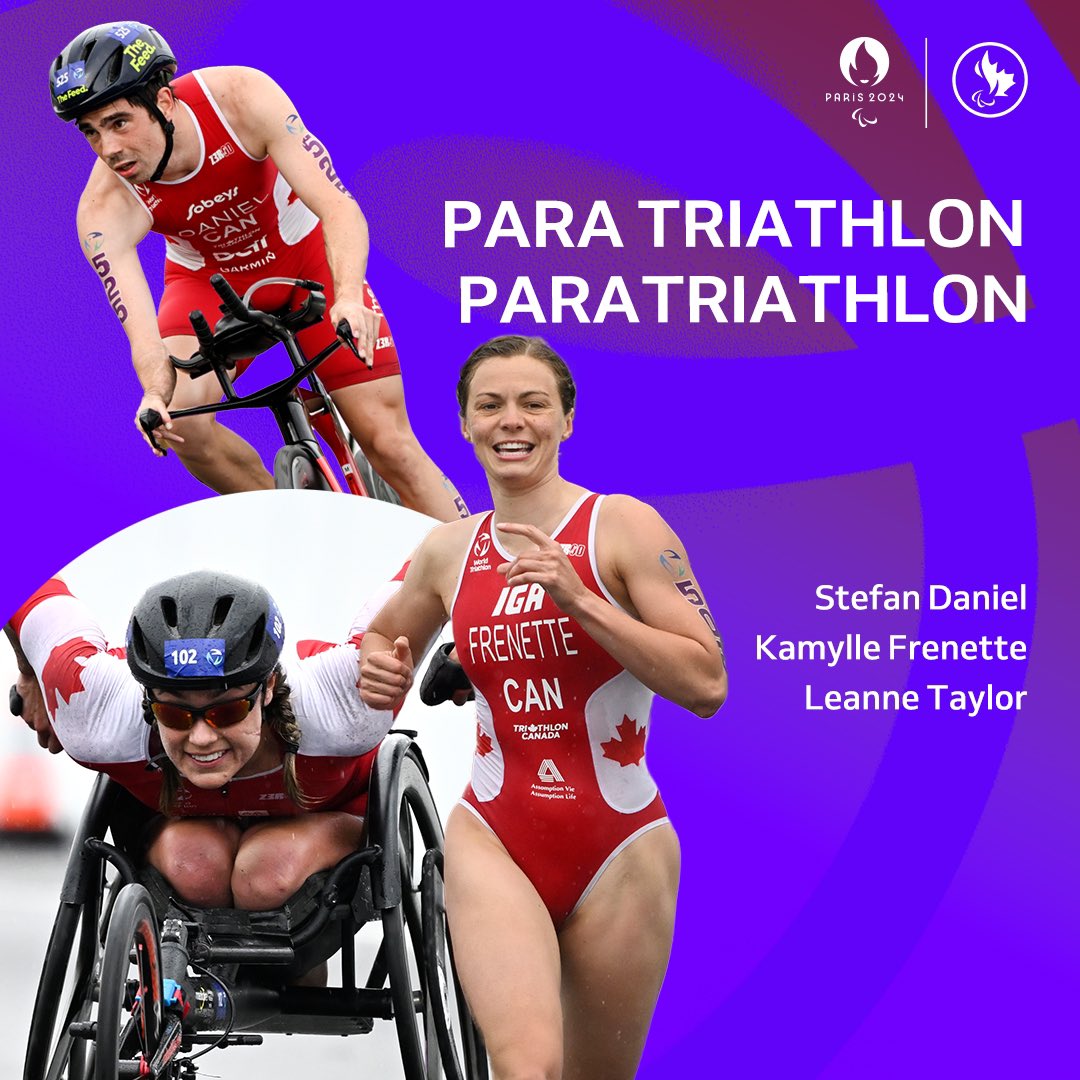 Canada to be represented by Stefan Daniel, Kamylle Frenette, and Leanne Taylor at Paris 2024 Paralympics
 
Le Canada sera représenté par Stefan Daniel, Kamylle Frenette et Leanne Taylor

Meet the Team: 👇
triathloncanada.com/para-triathlon…