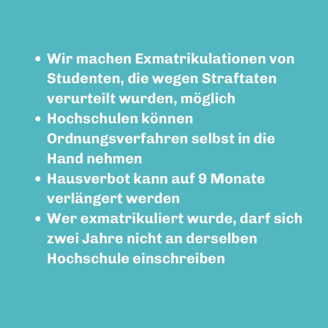 #CDUwirkt Sichere Hochschulen für eine starke Wissenschaft! Mit der Änderung des Hochschulgesetzes sorgen wir für mehr Sicherheit an unseren Universitäten &amp; eine effektive Handhabung von Ordnungsverstößen. Denn Wissenschaft braucht nicht nur Freiheit, sie braucht auch Schutz.👨‍🎓👩‍🎓